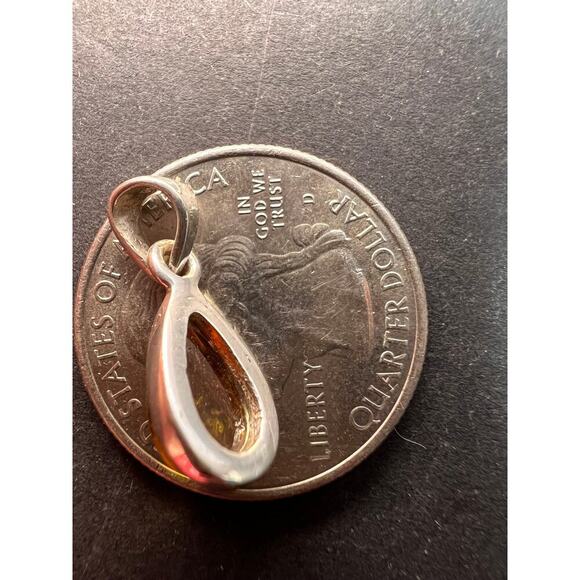 NEW Dravite orange tourmaline sterling silver teardrop pendant 1.49 grams - Picture 12 of 16